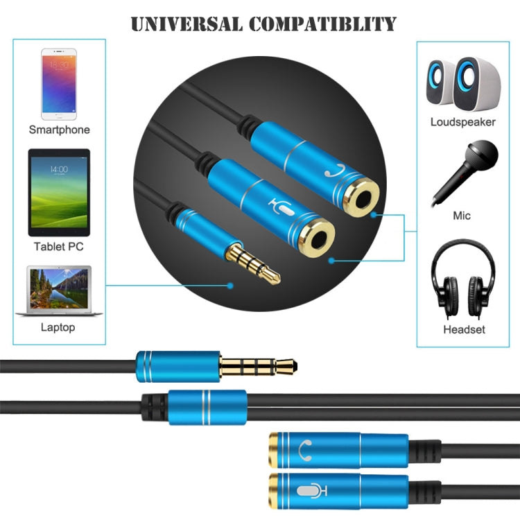2 in 1 3,5 mm Stecker auf Dual 3,5 mm Buchse TPE Audiokabelteiler, Kabellänge: 32 cm