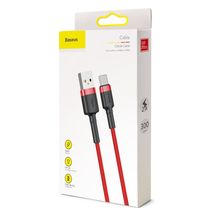 Baseus 2A Typ C / USB-C Cafule Robustes Ladekabel, Länge: 3 m (rot) | #Elektroniktrade.ch#