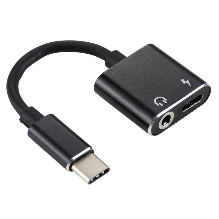 2 in 1 3,5-mm-USB-C / Typ-C-Audio-Ladekonverter-Adapter (schwarz)