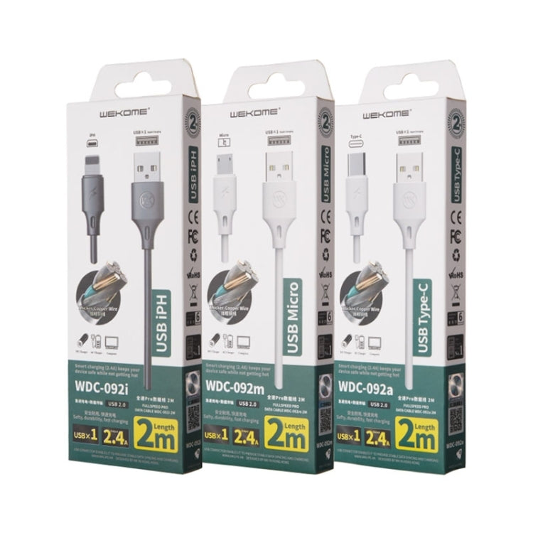 WK WDC-092 3M 2.4A Micro USB-Daten Sync-Ladekabel (weiß)