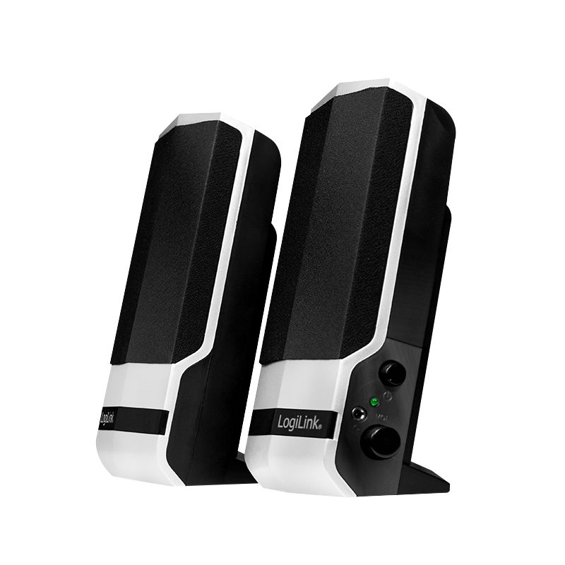 LogiLink SP0026 Aktivlautsprecher 2.0 Stereo, Schwarz/Silber