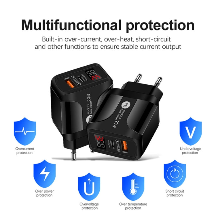 5A PD3.0 20W + QC3.0 USB-Fast-Ladegerät mit LED-Digitalanzeige