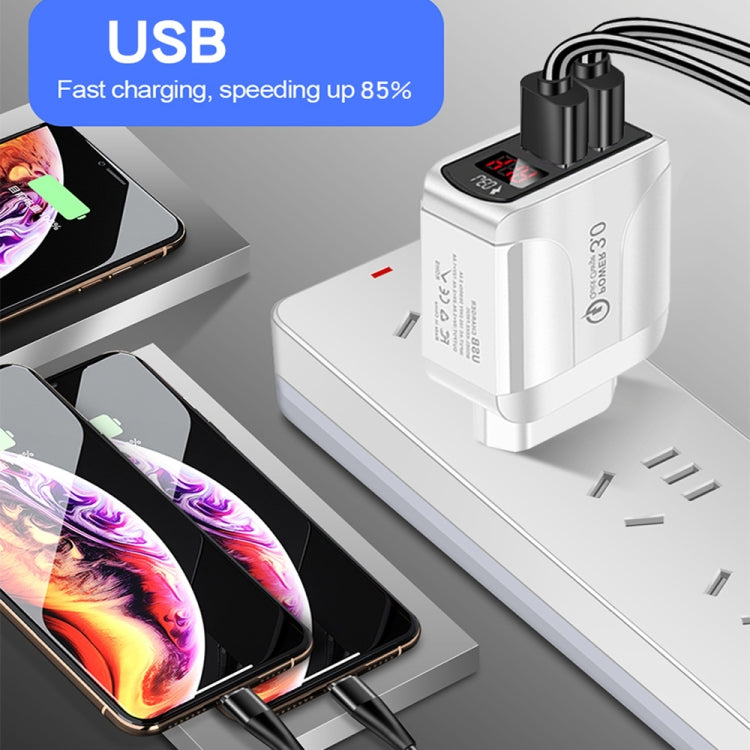 F002C QC3.0 USB + USB 2.0 Schnell Ladegerät mit LED Anzeige