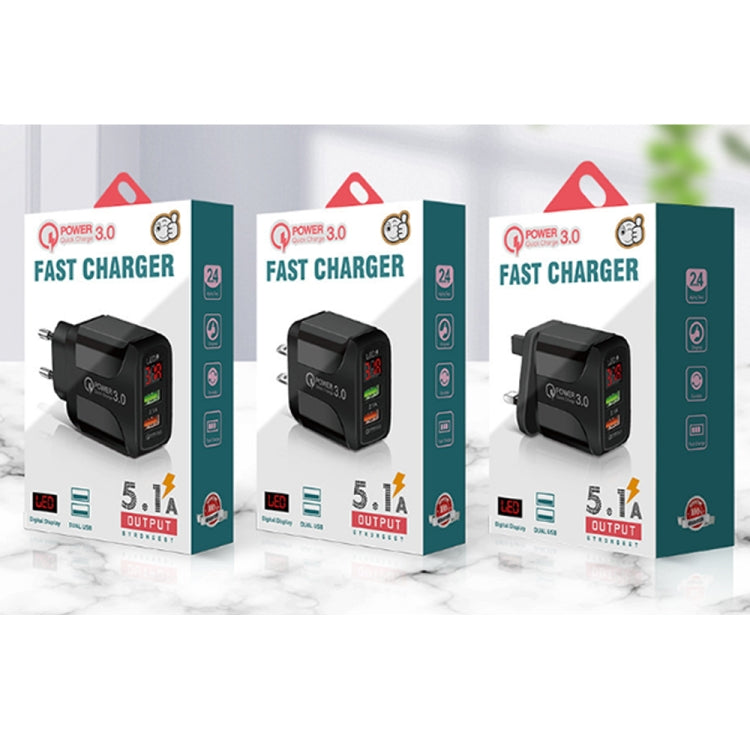 F002C QC3.0 USB + USB 2.0 Schnell Ladegerät mit LED Anzeige