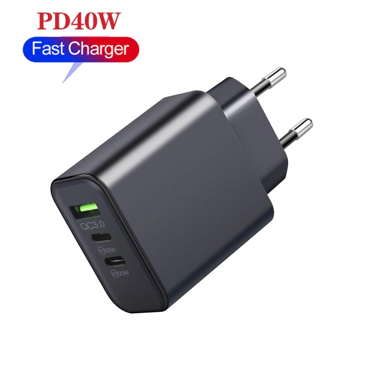 40W Dual PD + QC3.0 Ports Reise -Ladegerät für Mobiltelefone (EU -Stecker)