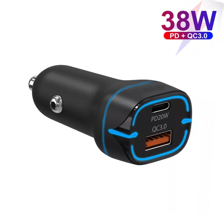 38 W PD20 W + QC3.0 USB-Autoladegerät mit Typ-C-Datenkabel, 1m