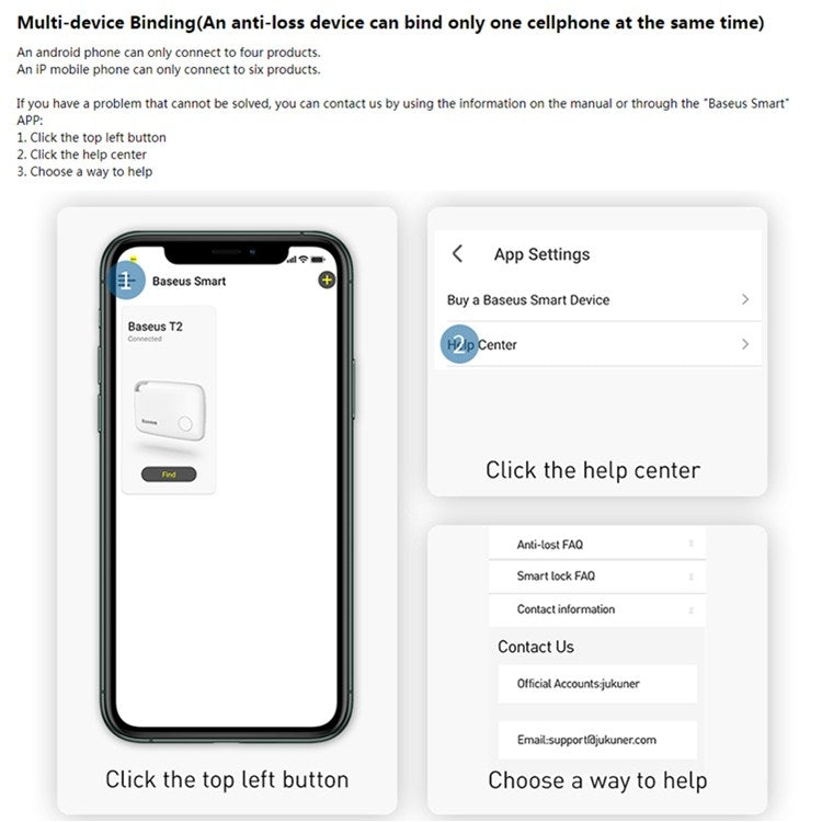 BASEUS ZLFDQT2-02 Smart Bluetooth Gerät gegen Verlust Zwei-Wege-Alarm Gerät gegen Verlust, Stil: T2 Lanyard (Weiß) | #Elektroniktrade.ch#