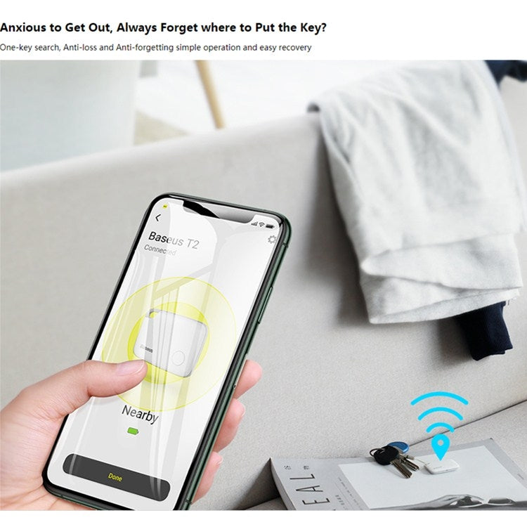 BASEUS ZLFDQT2-02 Smart Bluetooth Gerät gegen Verlust Zwei-Wege-Alarm Gerät gegen Verlust, Stil: T2 Lanyard (Weiß) | #Elektroniktrade.ch#