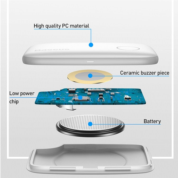 BASEUS ZLFDQT2-02 Smart Bluetooth Gerät gegen Verlust Zwei-Wege-Alarm Gerät gegen Verlust, Stil: T2 Lanyard (Weiß) | #Elektroniktrade.ch#