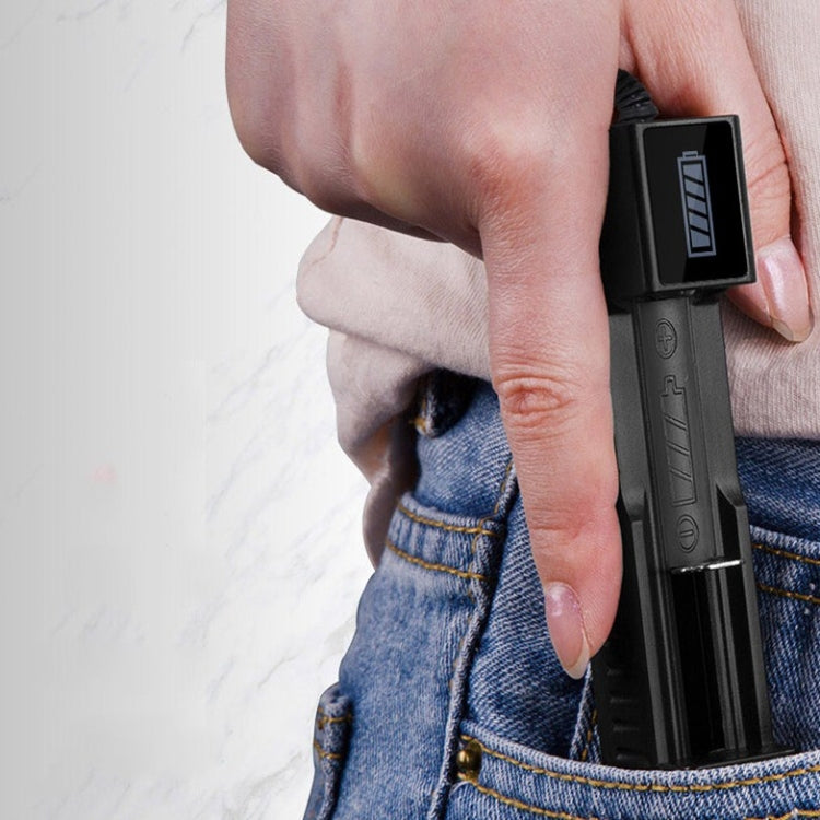 18650 Batterie-Ladegerät mit einem Steckplatzhalter und Taschenlampenfunktion