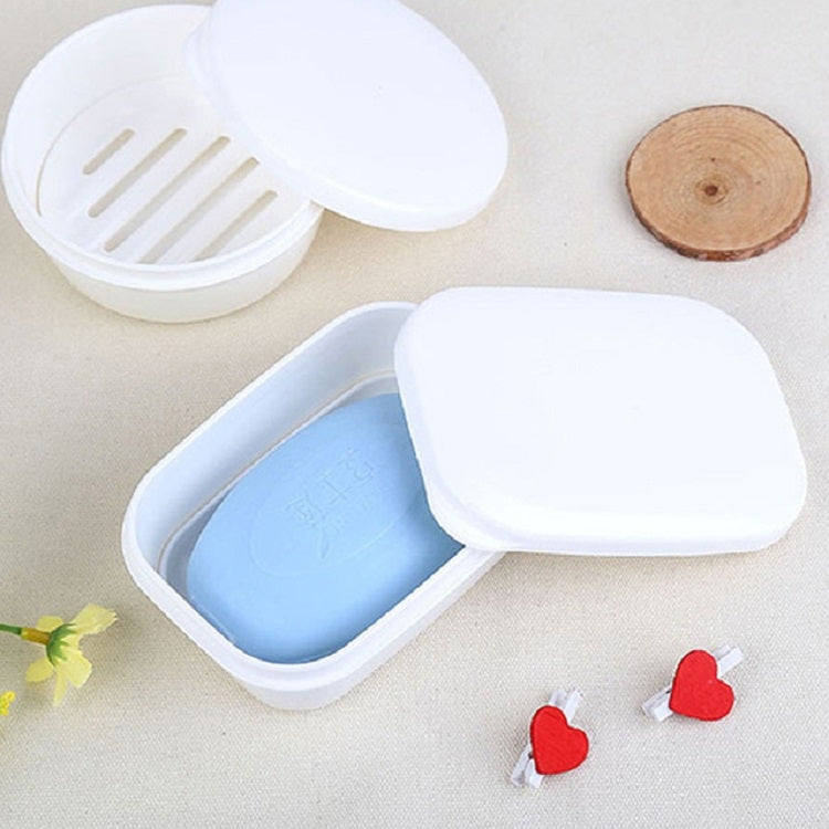 Tragbare Seifenkiste Travel Sealed Seifenkiste Kreativ mit Abdeckung Bad Seifenablaufständer (rund) - Star Produkte