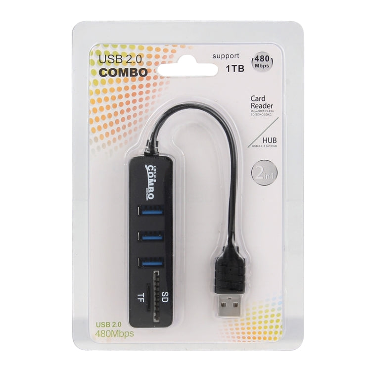 2 in 1 USB 2.0 480Mbps 3 Port USB + Micro SD/T-FLASH SD/SDHC/SDXC Kartenleser