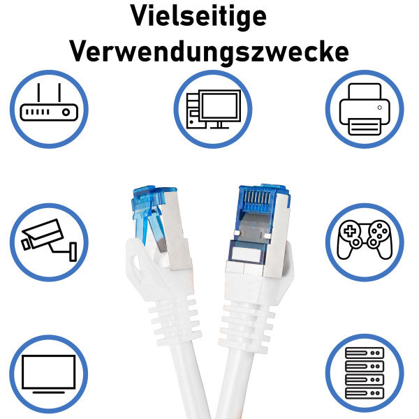 BIGtec CAT7 Patchkabel weiß Netzwerkkabel 1m/3m/7.5m/10m