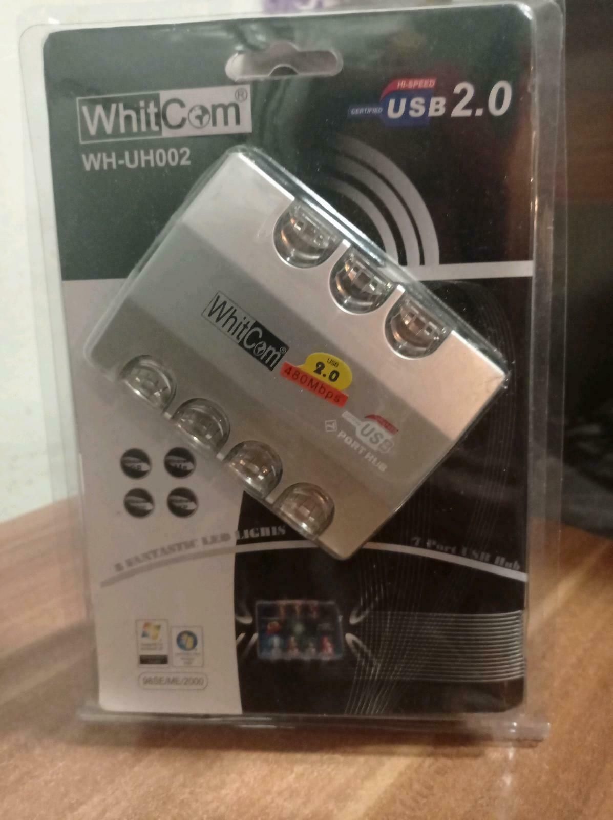 USB HUB Whitcom WH-UH002 7-Port inkl. Netzteil silber LED 1,5/12/480 Mbps