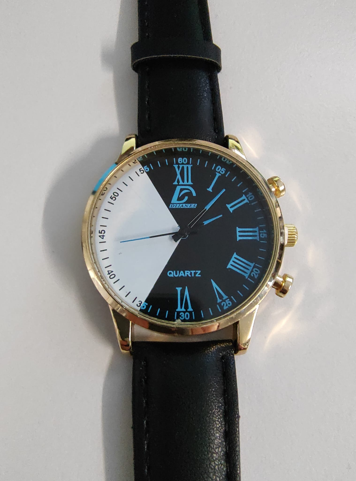 Herren Gold Edelstahl Uhr mit Römer Ziffern