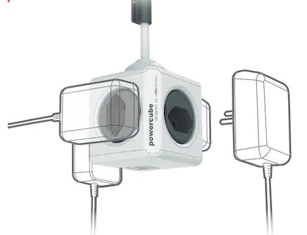 Allocacoc PowerCube S+ 4 x, T13, 2 x USB, 3 m Stromkabel