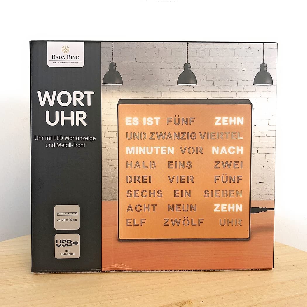 Bada Bing Bada Bing Edle LED Wortuhr in Deutsch elektroniktrade Switzerland