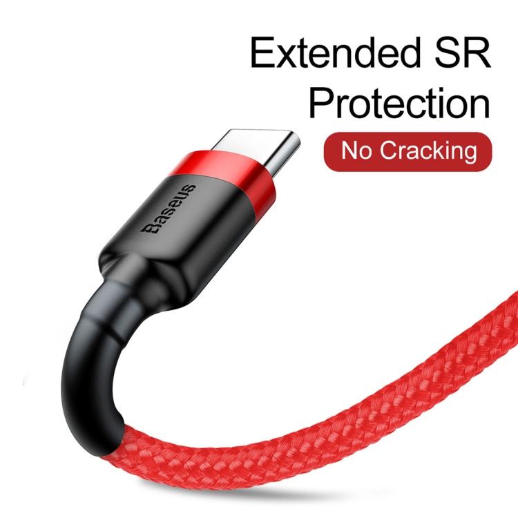 BASEUS Baseus 2A Typ C / USB-C Cafule Robustes Ladekabel, Länge: 3 m (rot) Elektroniktrade Switzerland