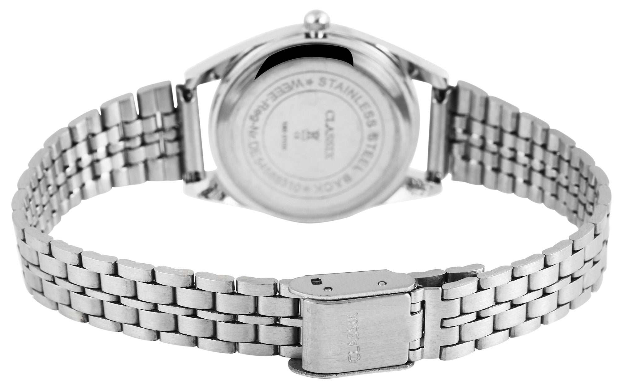 Clasixx Clasixx Damenarmbanduhr mit Metallband, silberfarben Elektroniktrade Switzerland
