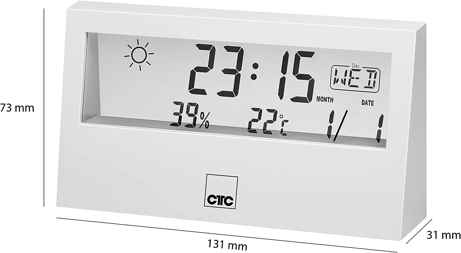 Clatronic CTC Wetterstation mit Uhr WSU 7022 Weiß elektroniktrade Switzerland