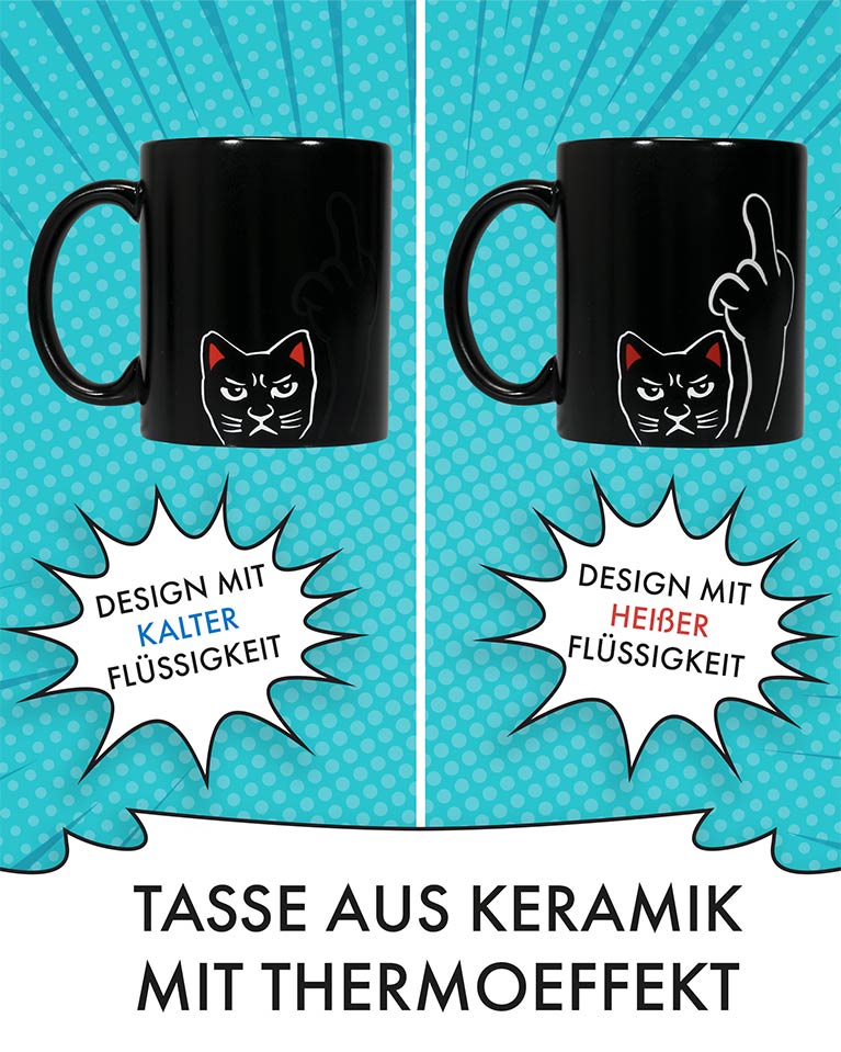 TASSE - ANGRY Winkekatze Schwarz