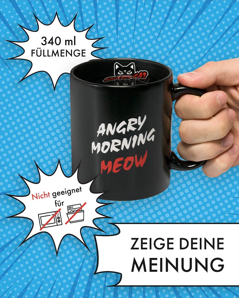 TASSE - ANGRY Winkekatze Schwarz