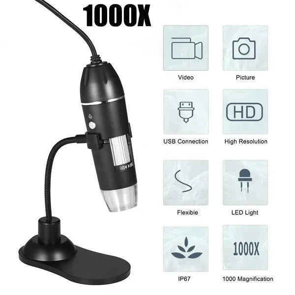 Elektroniktrade 1600X Tragbares 8-LED-Lichtlupe USB-Handmikroskop Elektroniktrade Switzerland