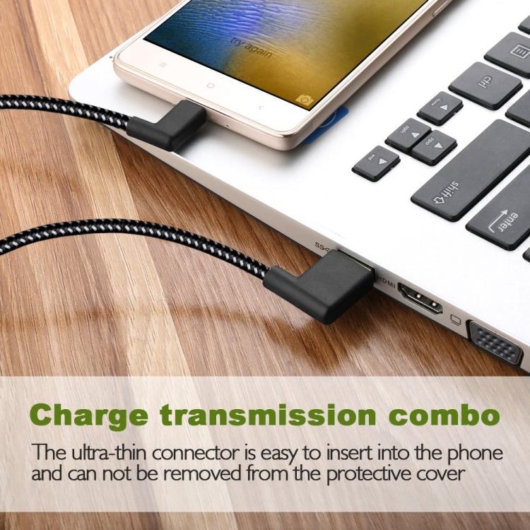 Elektroniktrade 2m/1m 2A USB zu USB-C / Typ C Nylon Winkel Daten-Sync-Ladekabel Elektroniktrade Switzerland