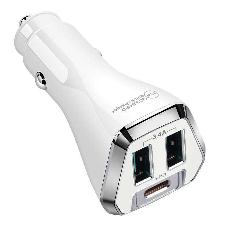 Elektroniktrade ACC-320PD 35W Dual USB+USB-C/Typ-C Schnelllade-Autoladegerät (Weiß) Elektroniktrade Switzerland