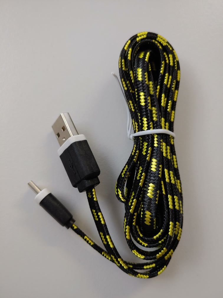 Elektroniktrade Nylon USB-C Ladekabel 2m Gelb/Schwarz elektroniktrade Switzerland