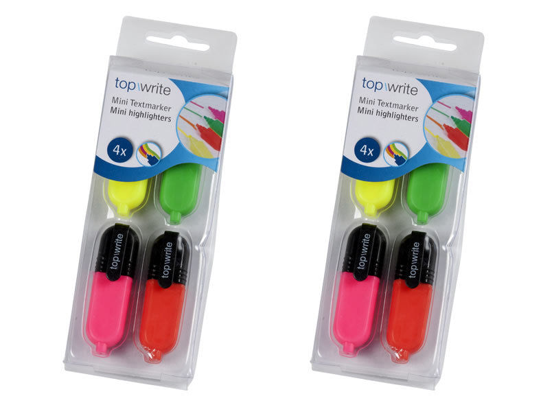 Elektroniktrade Textmarker Mini, 4er Pack mit Taschenclip Elektroniktrade Switzerland