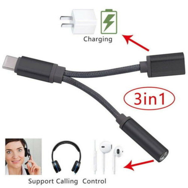 Elektroniktrade Universal USB-C auf Klinke 3.5mm Kopfhöreranschluss Ladekabeladapter Elektroniktrade Switzerland