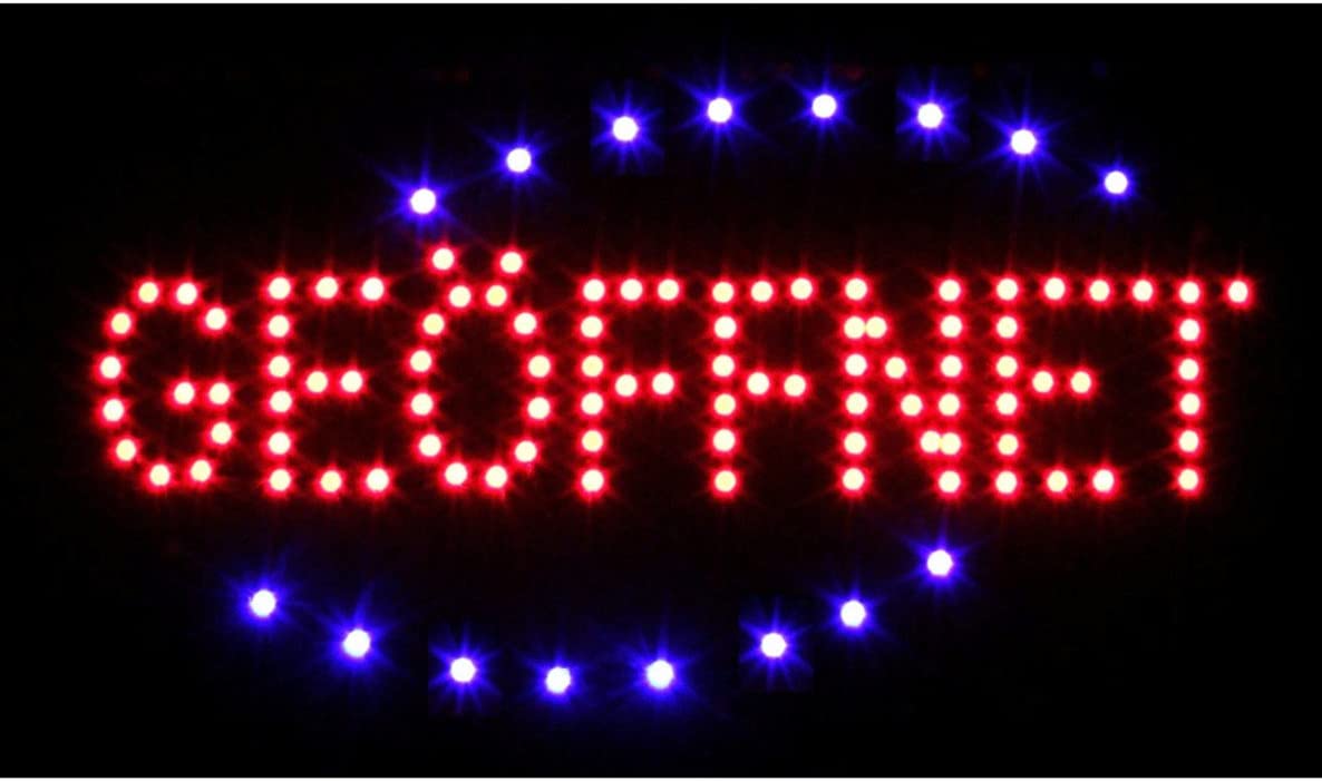 Elektroniktrade Werbeschild Led Schild Leuchtreklame Motiv Geöffnet Rot/Blau Elektroniktrade Switzerland