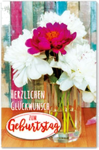 Geburtstagskarte "frische Blumengrüße" einzeln mit Cuvert in Cellophan verpackt | #Elektroniktrade.ch#