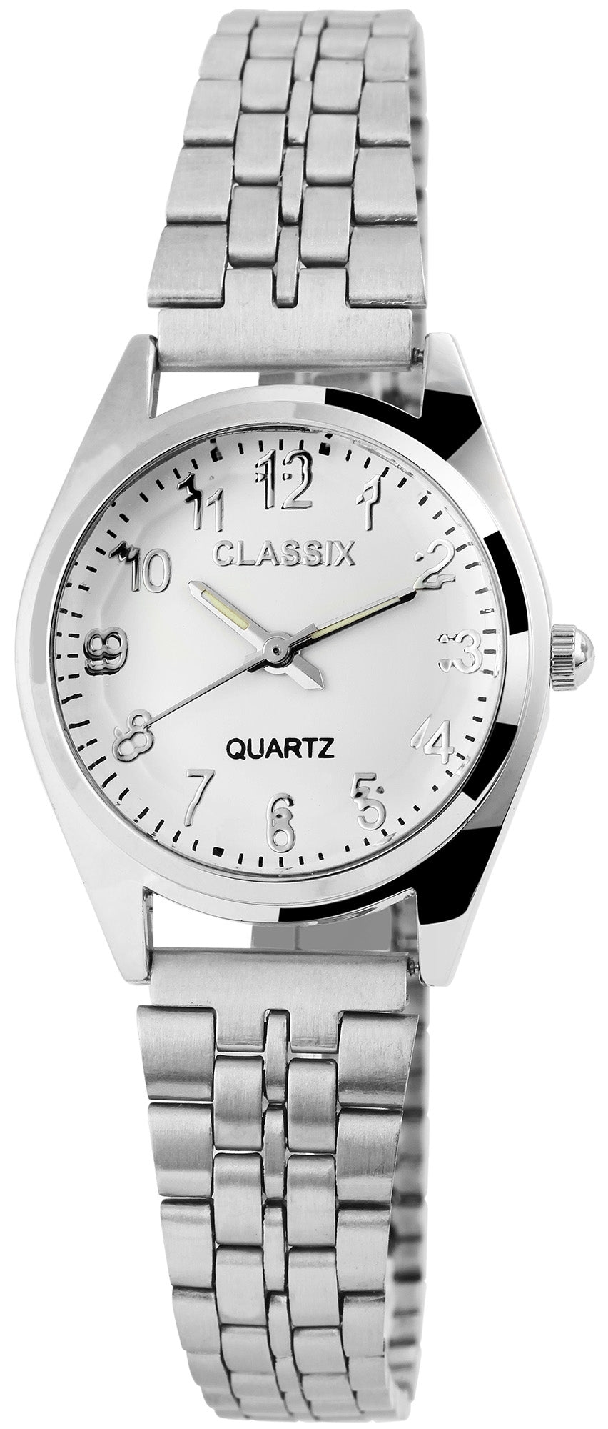 Clasixx Damenarmbanduhr mit Metallband, silberfarben