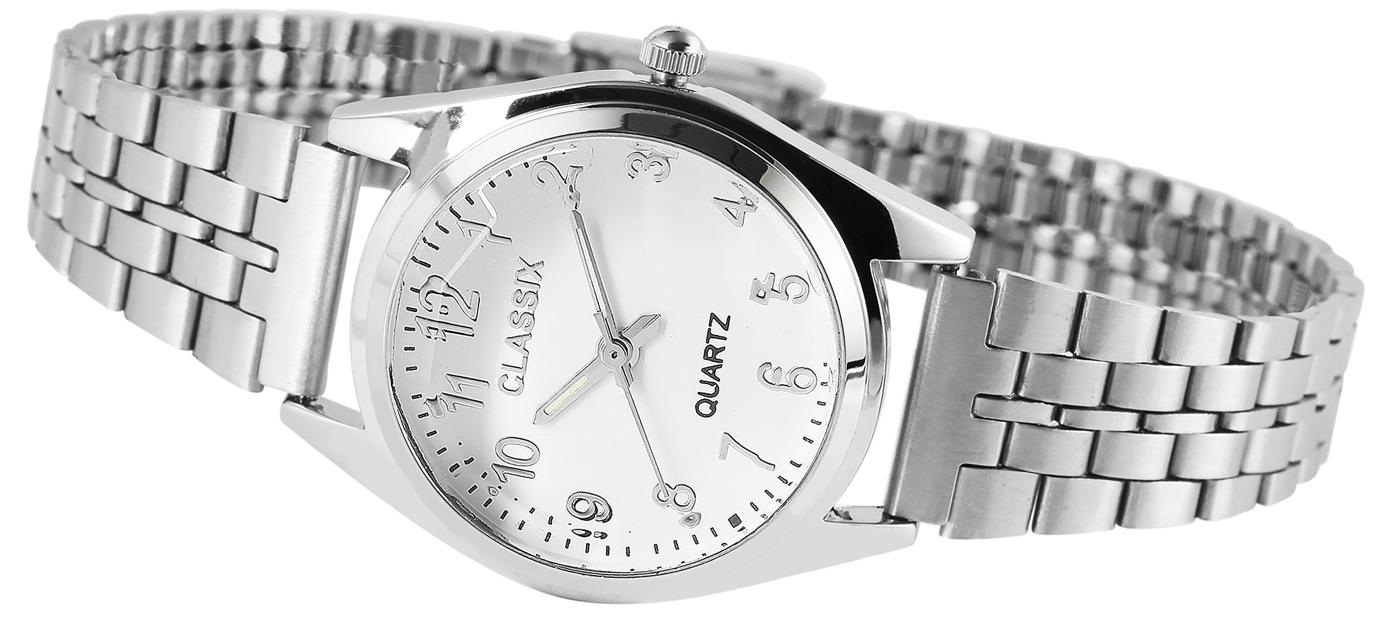 Clasixx Damenarmbanduhr mit Metallband, silberfarben