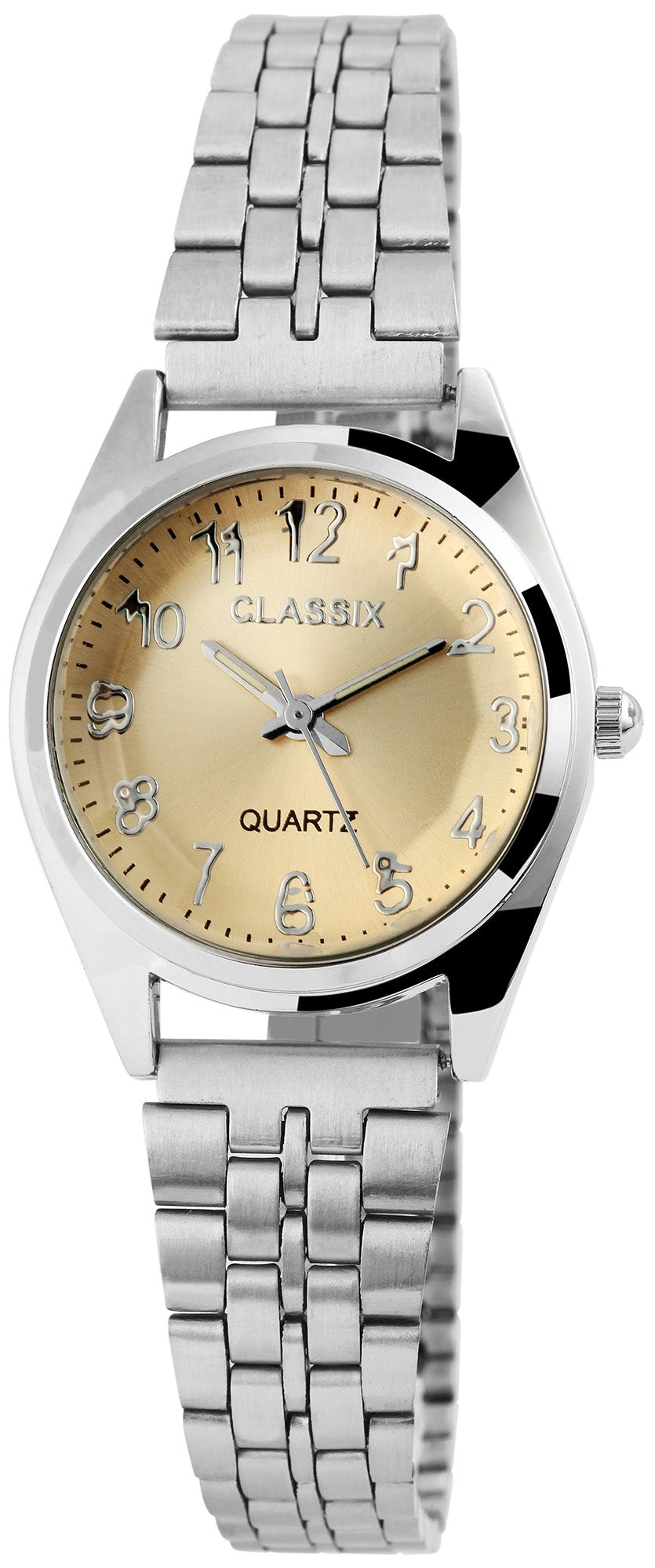 Clasixx Damenarmbanduhr mit Metallband, silberfarben