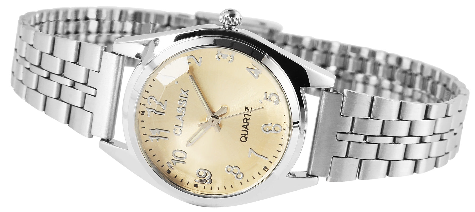 Clasixx Damenarmbanduhr mit Metallband, silberfarben