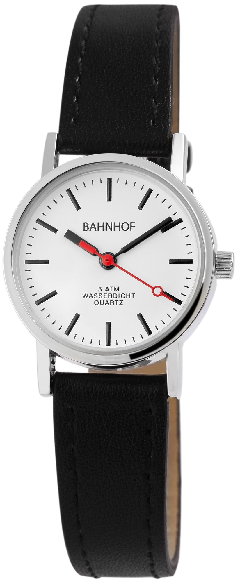 Bahnhof Damenuhr mit Lederimitationsarmband