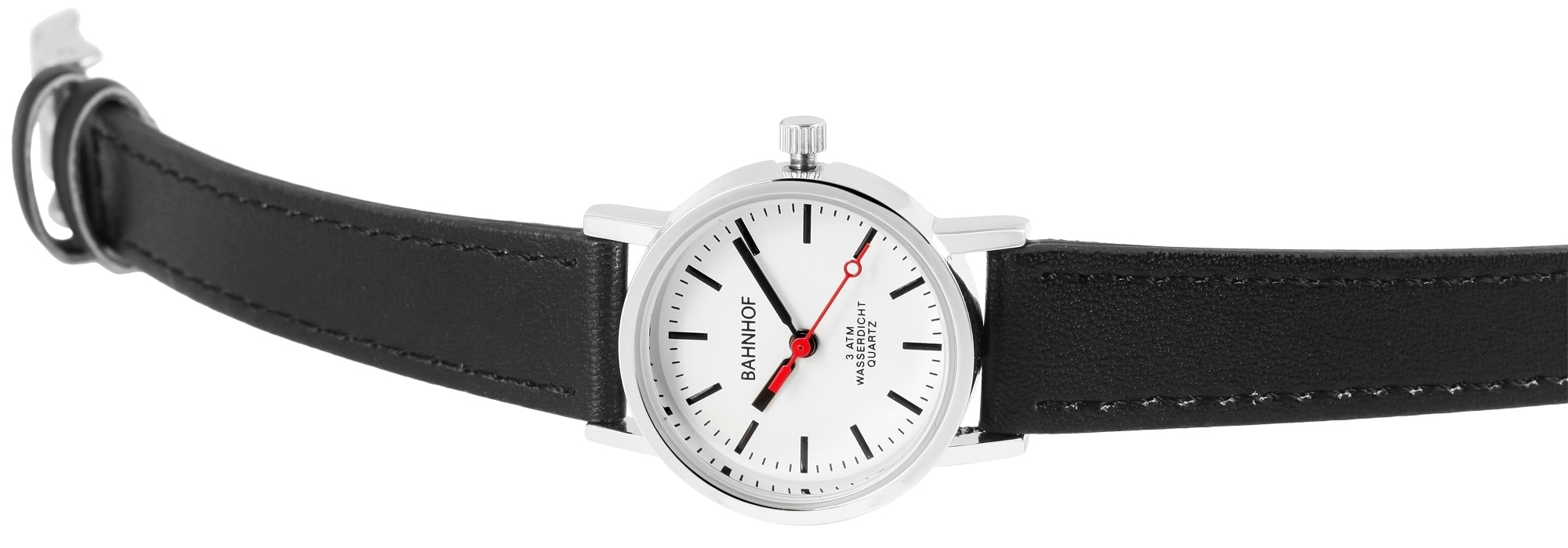 Bahnhof Damenuhr mit Lederimitationsarmband