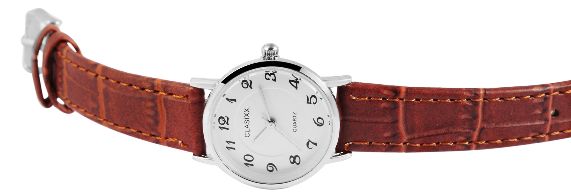 Clasixx Damenuhr mit Lederimitationsarmband
