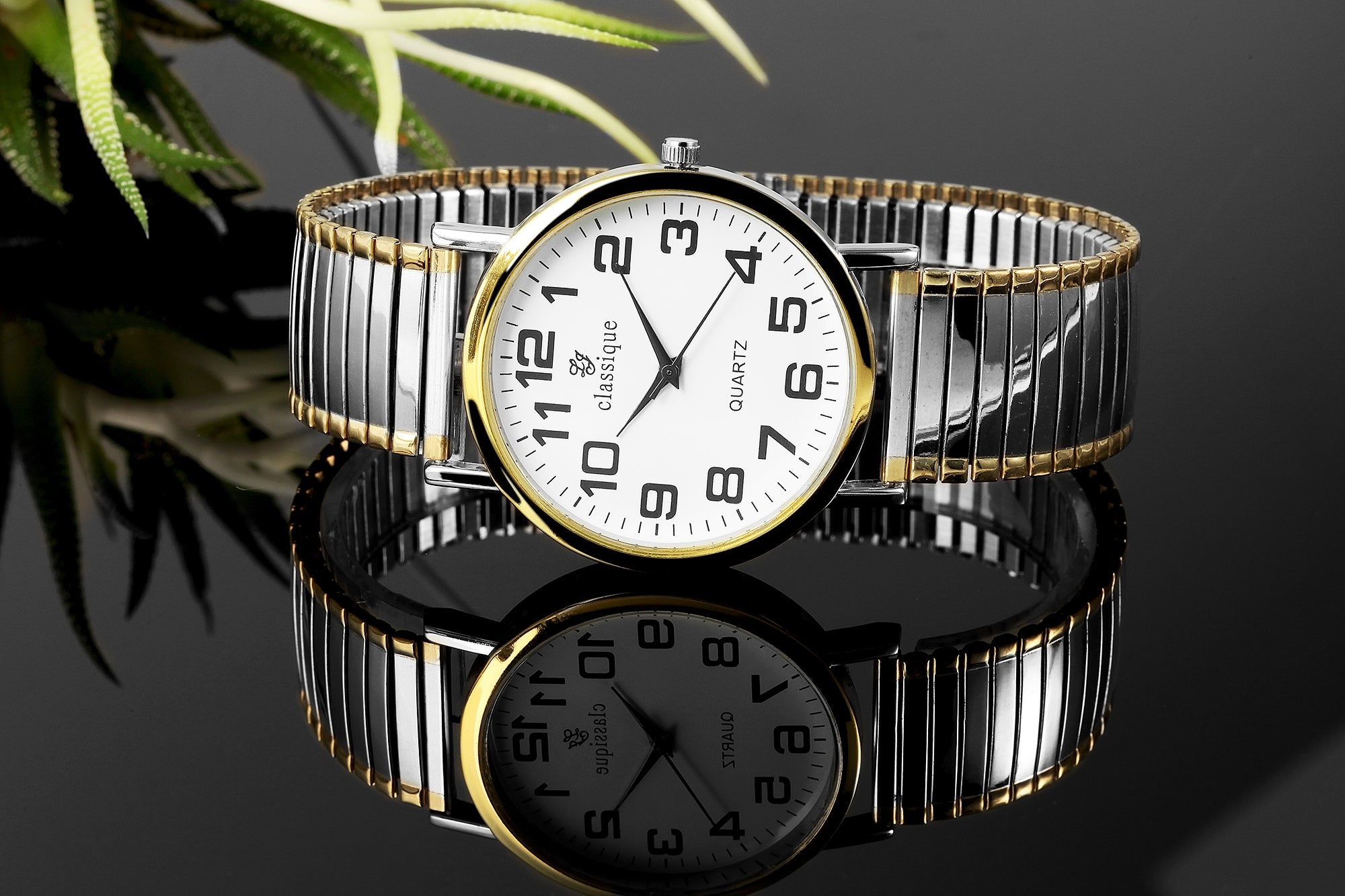 Classique Herrenuhr mit Zugarmband, Edelstahl