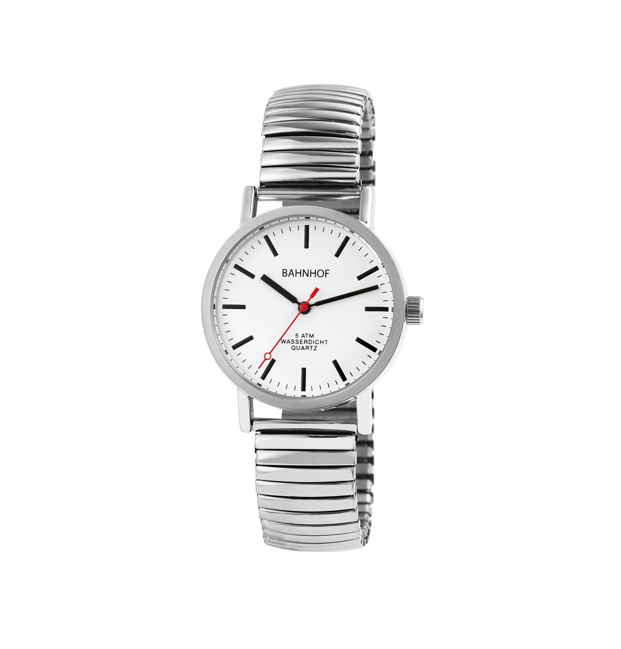 Bahnhof Herrenuhr mit Edelstahlzugarmband