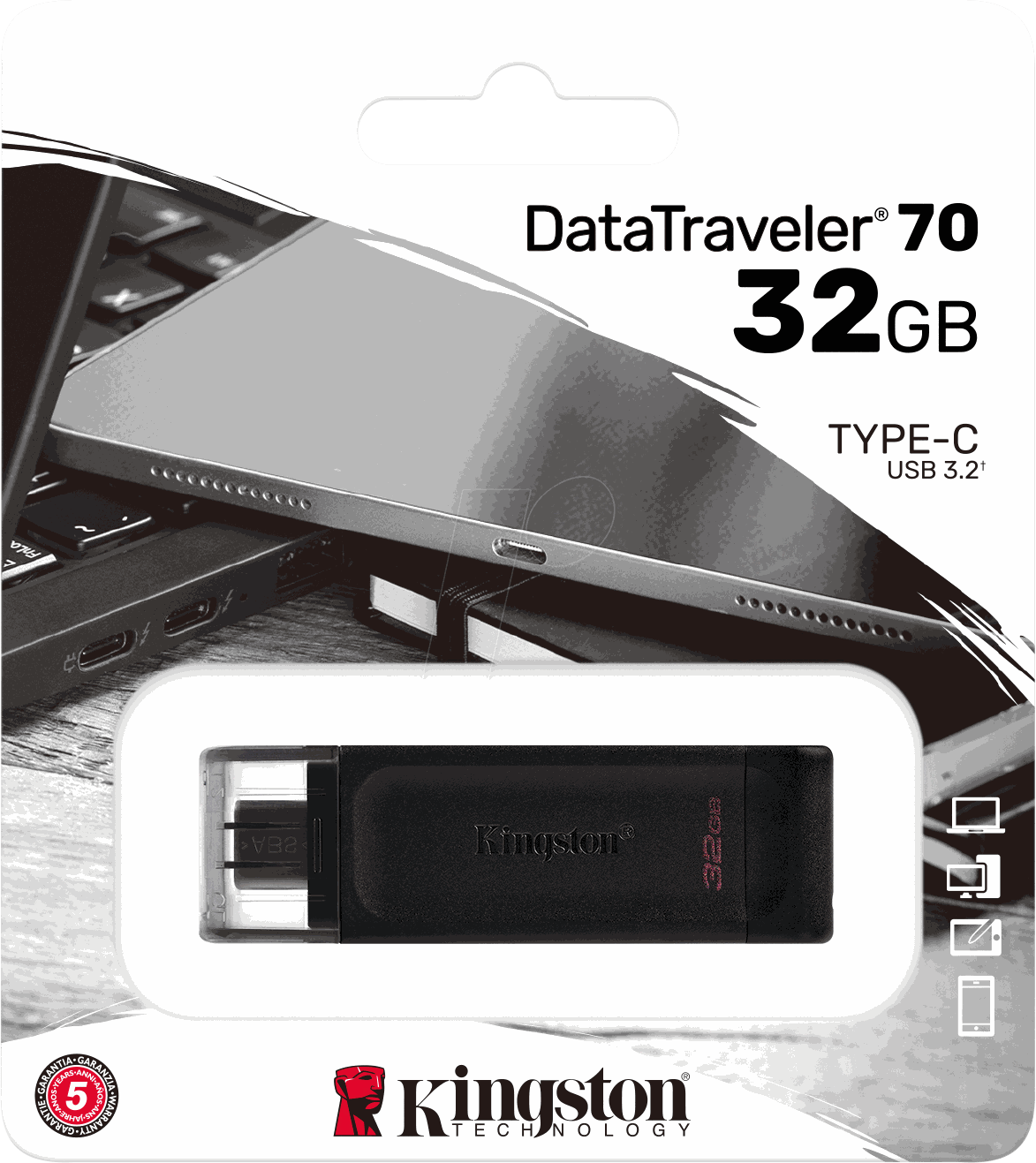 Kingston Kingston USB-Stick, 32 GB USB-C 3.2 Gen 1 DataTraveler 70 (Retoure) Verpackung Geöffnet Elektroniktrade Switzerland