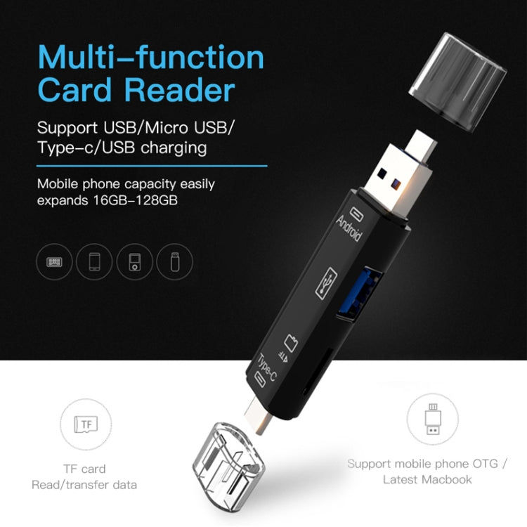 KUULAA KUULAA KL-O08 5-in-1-Multifunktions-Kartenleser vom Typ C / USB-C, unterstützt Micro-USB / TF-Karte Elektroniktrade Switzerland