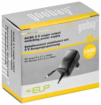 Goobay 5 V Schaltnetzteil Adapter 5V 2.1mm 240V | #Elektroniktrade.ch#