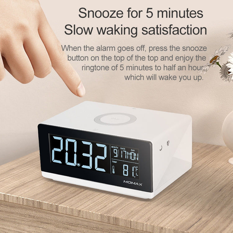 Momax MOMAX 10W QI-Standard-Drei-Modi Fast Lading Wireless-Ladegerät Multifunktions-LCD-Wecker für iPhone / Android Elektroniktrade Switzerland