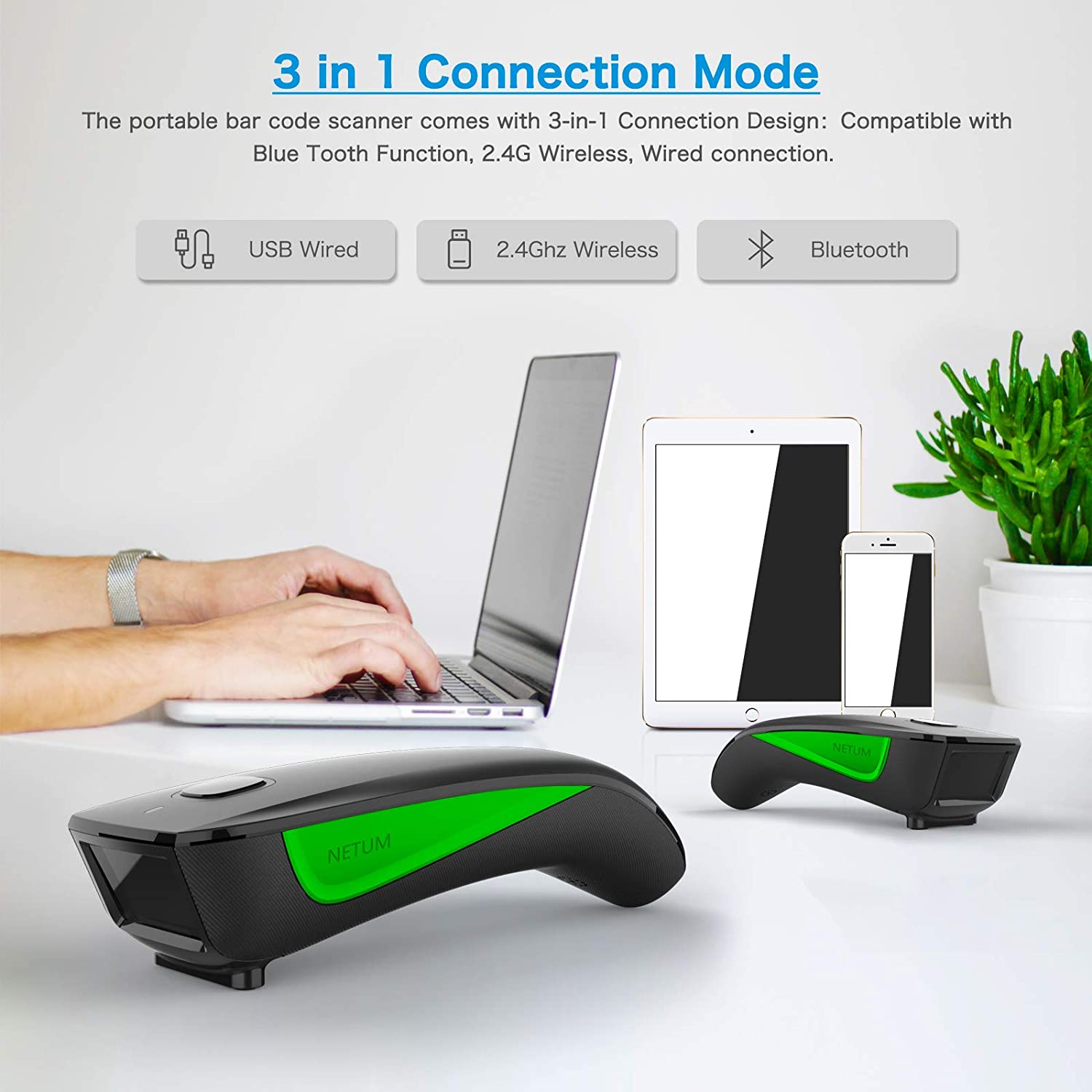 Netum NETUM C740 Barcode-Scanner, kabellos. Bluetooth/Wireless oder mit USB-C Kabel Elektroniktrade Switzerland