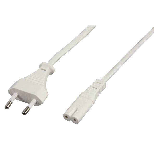 Strom Netzkabel Euro 2-Pol - weiss - 3m | #Elektroniktrade.ch#