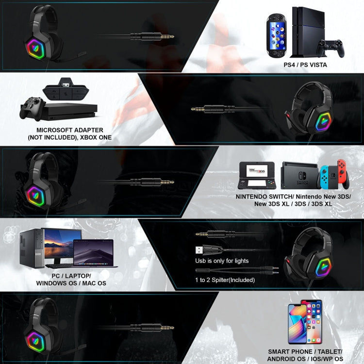 ONIKUMA ONIKUMA K10 Computerspiele Kabelgebundenes Headset mit RGB-LED-Licht elektroniktrade Switzerland